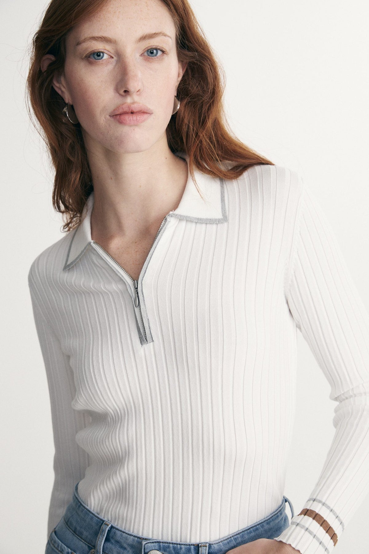 Rib polo sweater
