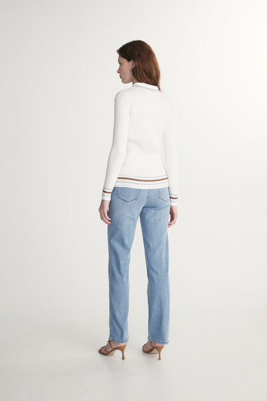 Rib polo sweater